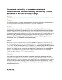 Causes of variability in prevalence rates of communicable diseases among secondary school Students in Kisumu County.pdf.jpg