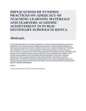 IMPLICATIONS OF FUNDING PRACTICES ON ADEQUACY OF TEACHING LEARNING MATERIALS AND LEARNERS ACADEMIC ACHIEVEMENT IN PUBLIC SECONDARY SCHOOLS IN KENYA.pdf.jpg