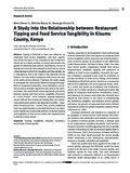 A Study into the Relationship between Restaurant Tipping and Food Service Tangibility in Kisumu County, Kenya.pdf.jpg