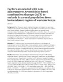 Factors associated with non-adherence to Artemisinin-based combination therapy (ACT) to malaria in a rural population from holoendemic region of western Kenya.pdf.jpg