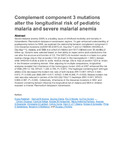 Complement component 3 mutations alter the longitudinal risk of pediatric malaria and severe malarial anemia.pdf.jpg